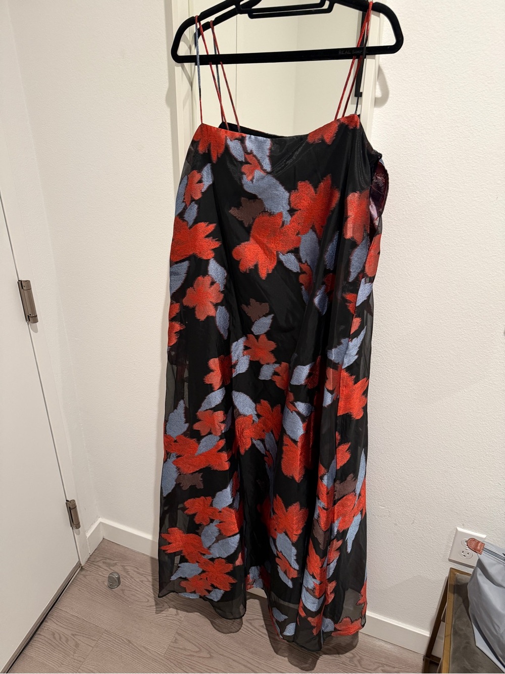 STAUD Satin Organza Delfina Maxi Dress L NWT night garden - Picture 6 of 9
